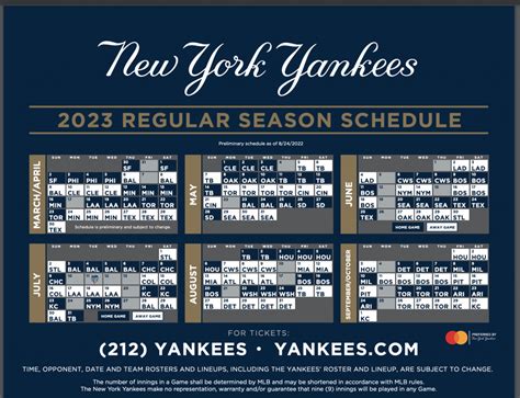 new york yankees schedule printable 2023